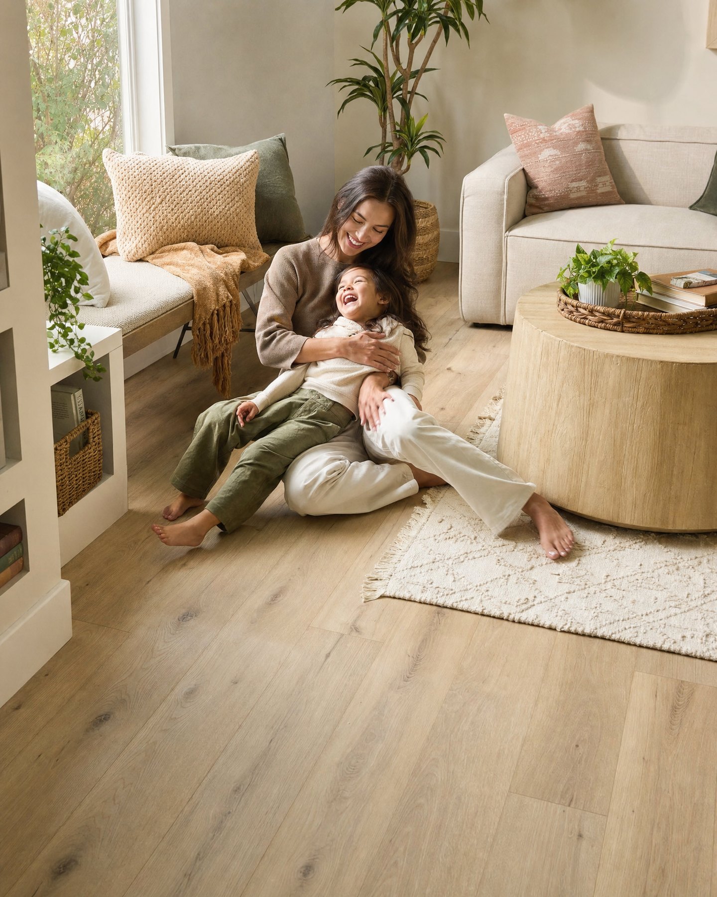 Sala sobre un piso laminado