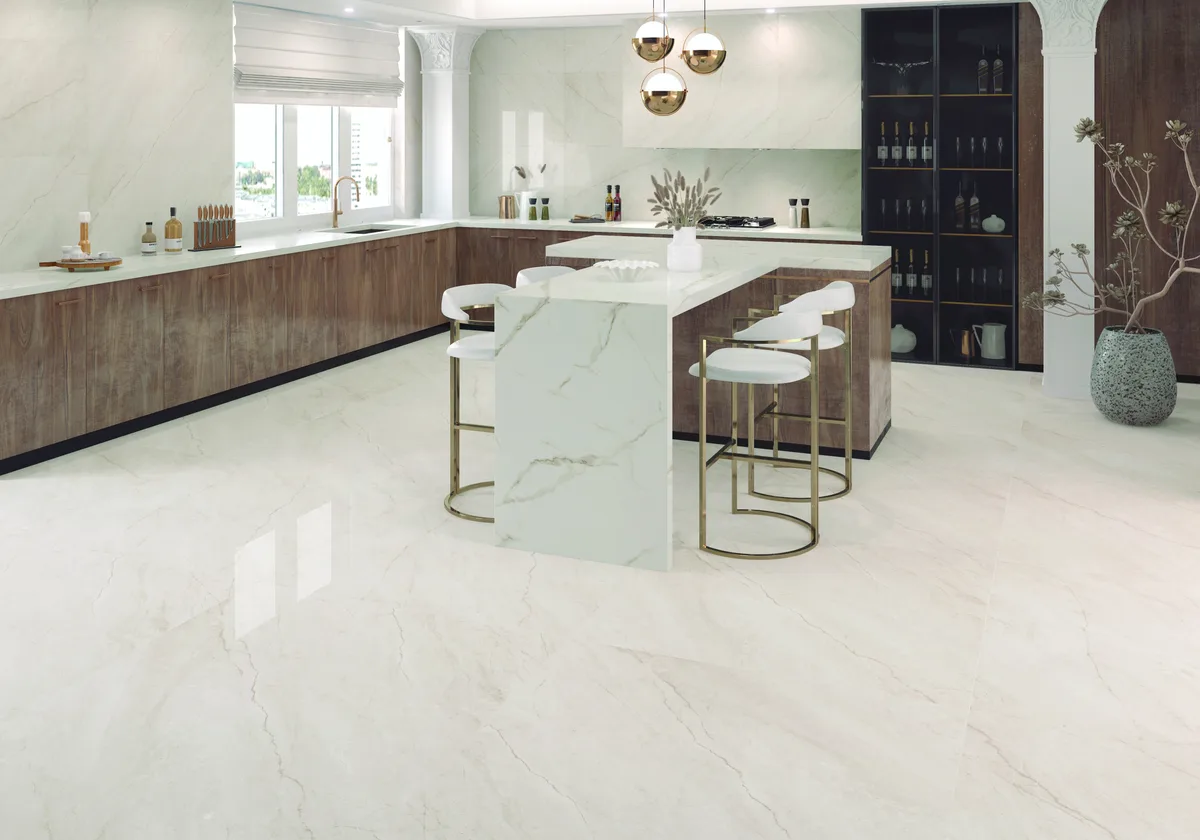 Atenea Beige in a kitchen