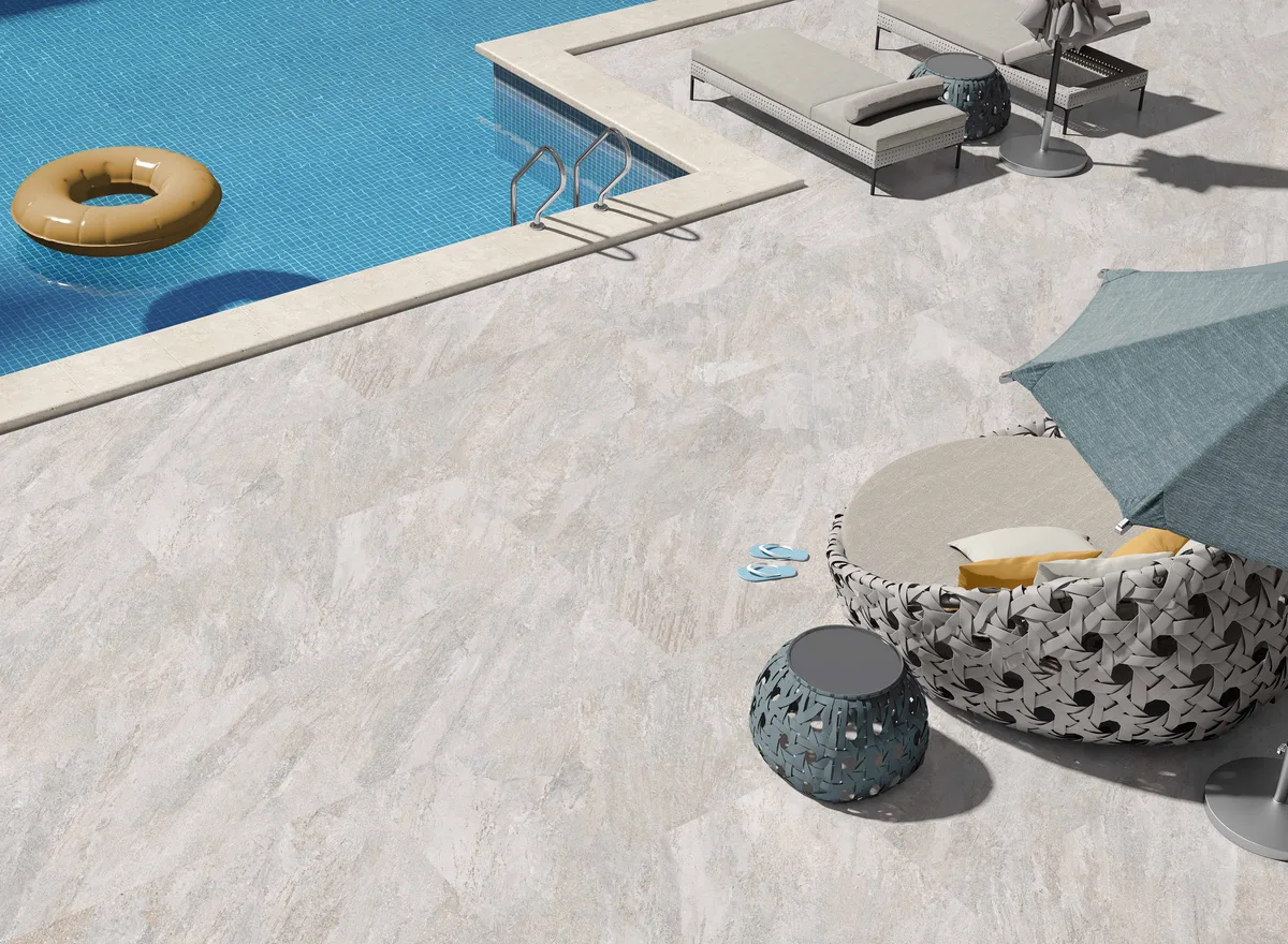 Quartz Stone White in an outdoor space