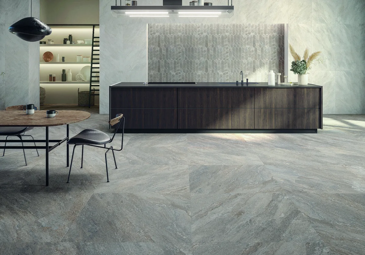 Quartz Stone Grey in a kitchen