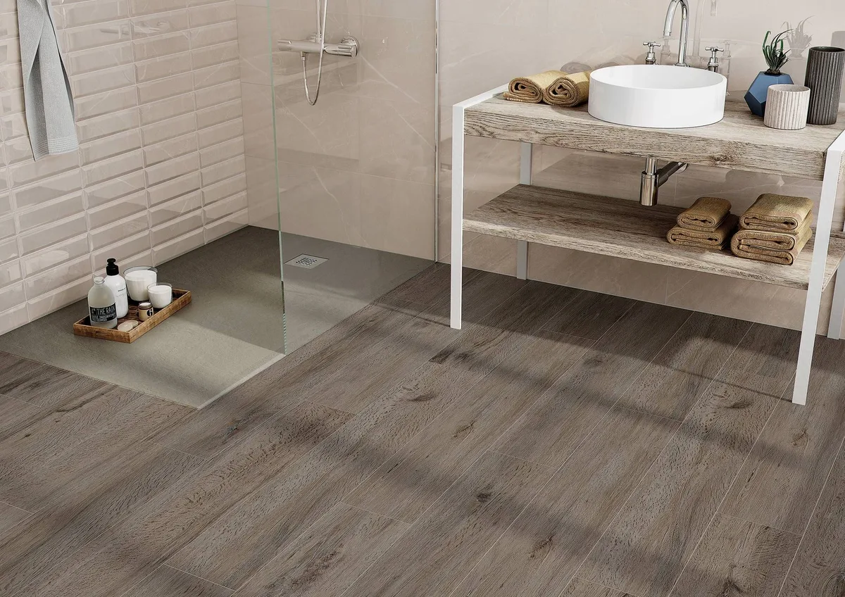 Hampton Almond in a bathroom