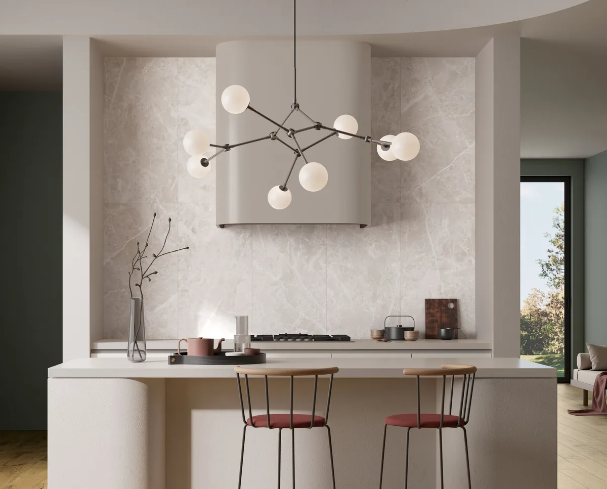 Suveya Botticino in a kitchen