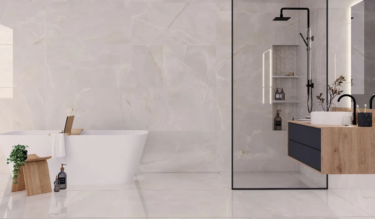 Nepal Beige in a bathroom