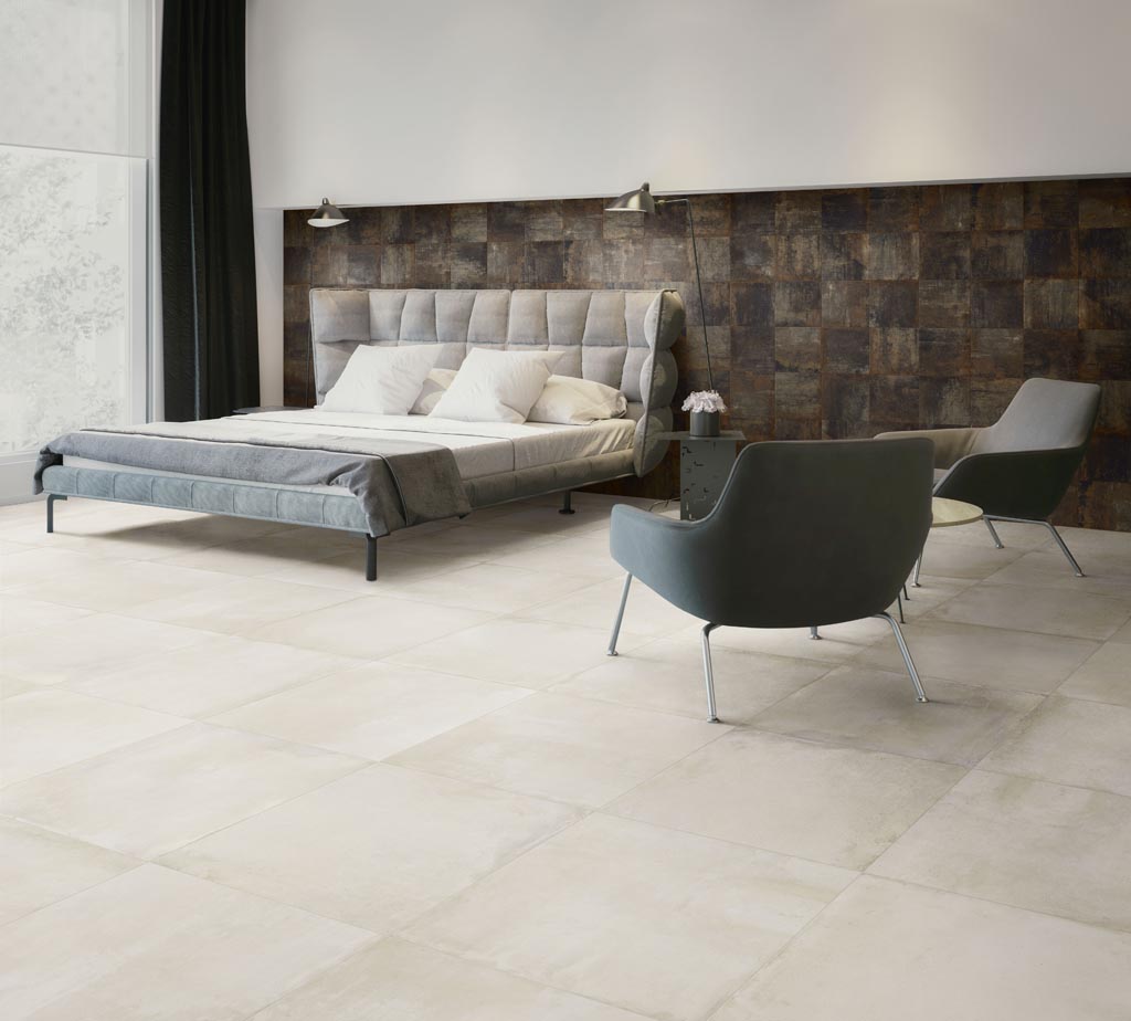 Xbeton Grey in a bedroom